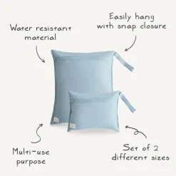 Mushie - Sacos úmidos resistentes à água, saco de armazenamento reutilizável grande e pequeno, conjunto de 2 blush