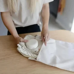 Mushie - Sacos úmidos resistentes à água, saco de armazenamento reutilizável grande e pequeno, conjunto de 2 blush