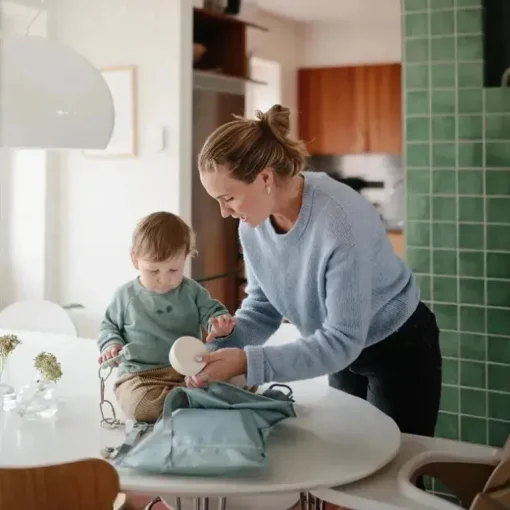 Mushie - Sacos úmidos resistentes à água, saco de armazenamento reutilizável grande e pequeno, conjunto de 2 verde romano