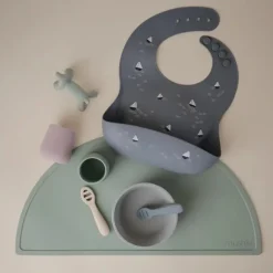 Mushie - Silicone Baby Bib, Boats