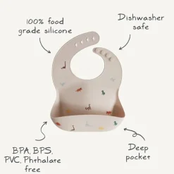 Mushie - Silicone Baby Bib, Dinosaurs