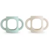 Mushie - Silicone Bottles Handles, Cambridge Blue/Shifting Sand