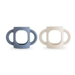 Mushie - Silicone Bottles Handles, Tradewinds/Shifting Sand