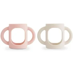 Mushie - Silicone Bottles Handles, Blush/Shifting Sand