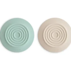 Mushie - Silicone Drain Stopper 2-Pk, Cambridge Blue/Shifting Sand
