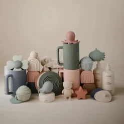 Mushie - Silicone Drain Stopper 2-Pk, Blush/Shifting Sand