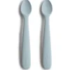 Mushie - Silicone Feeding Spoons, Powder Blue (2-Pack)