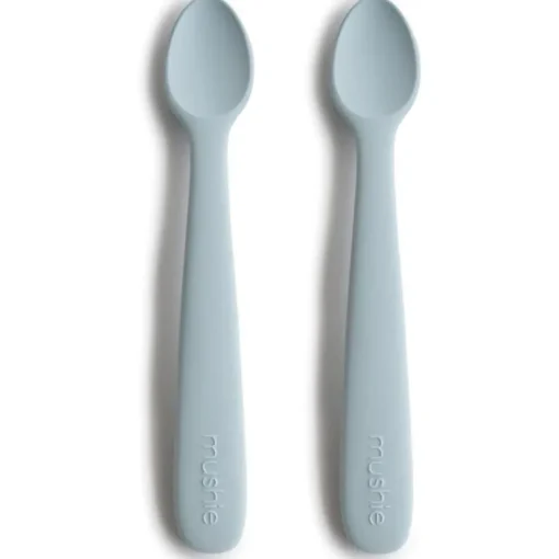 Mushie - Silicone Feeding Spoons, Powder Blue (2-Pack)