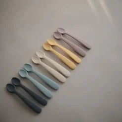 Mushie - Silicone Feeding Spoons, Powder Blue (2-Pack)