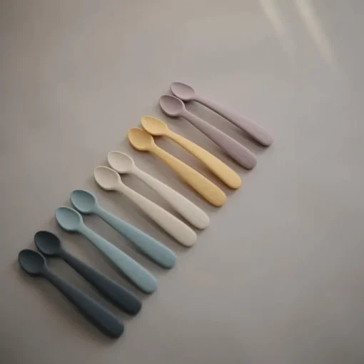 Mushie - Silicone Feeding Spoons, Powder Blue (2-Pack)