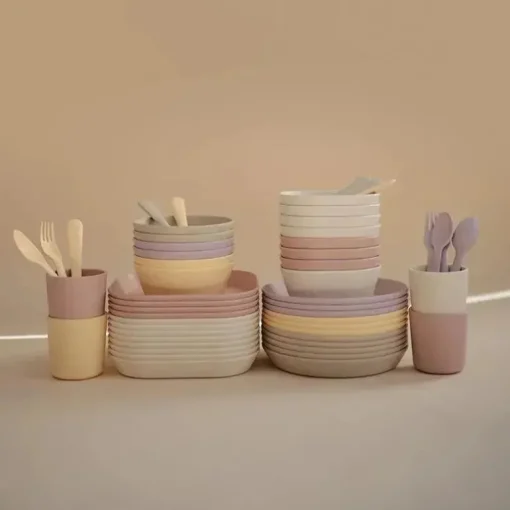 Mushie - talheres de garfo e colher para crianças, narcisos claros