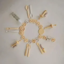 Mushie - talheres de garfo e colher para crianças, narcisos claros