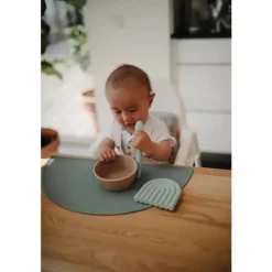 Mushie - Tigela de Sucção de Silicone Bebê - Natural