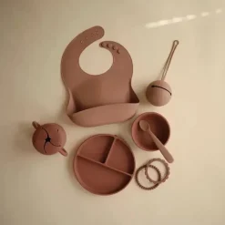 Mushie - Tigela de Sucção de Silicone, Woodchuck