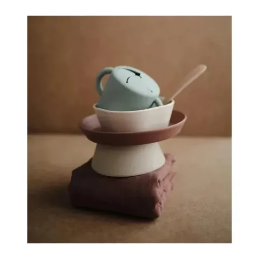 Mushie - Tigela de Sucção de Silicone Bebê - Nublado Malva