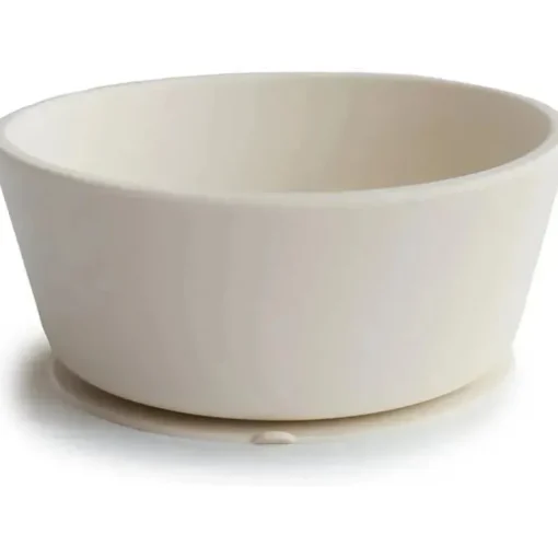 Mushie - Tigela de Sucção para Bebê de Silicone, Marfim