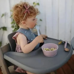 Mushie - Tigela de Sucção para Bebê de Silicone, Lilás Suave