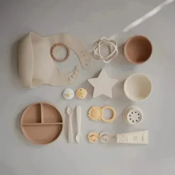 Mushie - Tigela de Sucção para Bebê de Silicone, Marfim