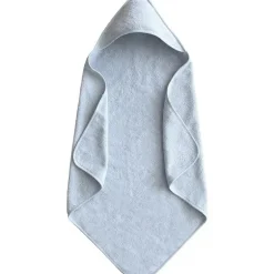 Mushie - Toalha com capuz de algodão orgânico para bebês, azul bebê