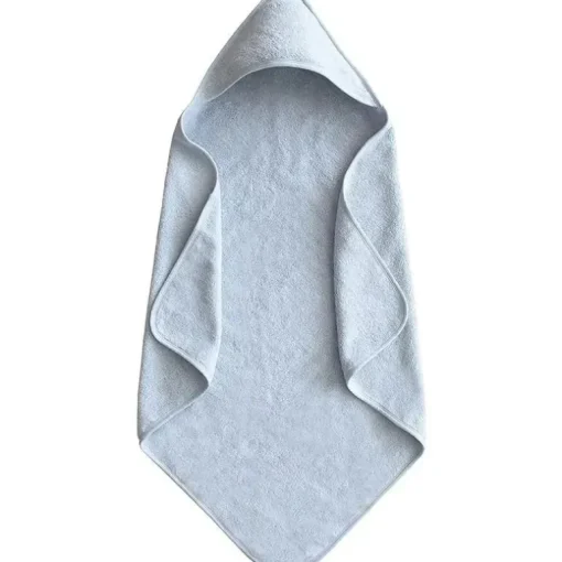 Mushie - Toalha com capuz de algodão orgânico para bebês, azul bebê