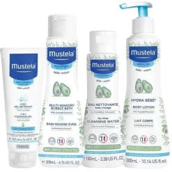 Mustela - Conjunto de presentes essenciais para a hora do banho do bebê 4Pk
