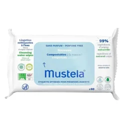 Mustela - Lenços umedecidos com água compostáveis ​​sem fragrância