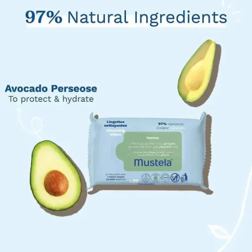 Mustela - Toalhetes de Limpeza Bebé 20Ct com Abacate Natural