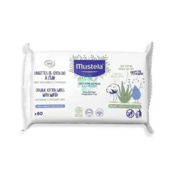 Mustela - Toalhitas de Água Orgânica Certificada com Algodão e Aloe 60Ct