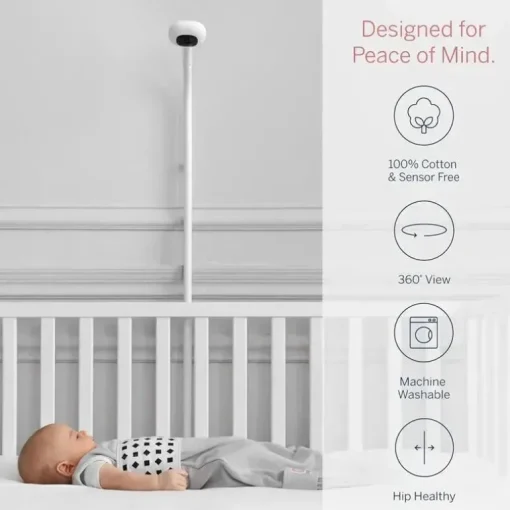 Nanit - Saco de dormir para respiração, saco de dormir para bebê 100% algodão. 3-6 meses, cinza seixo