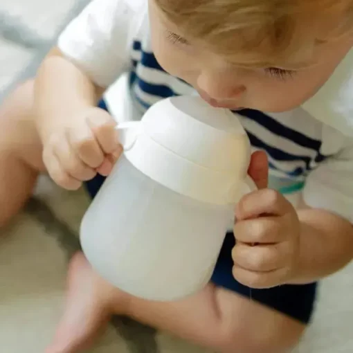 Nanobebe - Conjuntos de alças de encaixe rápido para mamadeira de silicone flexível, pacote com 2 cinza