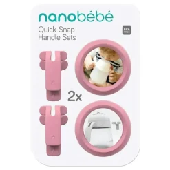 Nanobebe - Conjuntos de alças de encaixe rápido para mamadeira de silicone flexível, pacote com 2 rosa