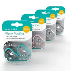 Nanobebe - Flexy Pacifier 2Pk, White (0-3 months)