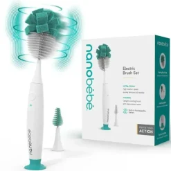 Nanobebe - Limpador de mamadeira E-Brush, escova elétrica para limpeza de mamadeiras
