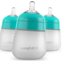 Nanobebe - mamadeira de silicone Teal Flexy 3Pk, 9 onças