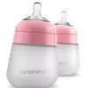 Nanobebe - mamadeira de silicone 2 unidades 9 onças, rosa