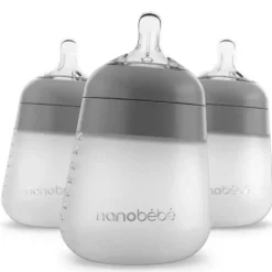 Nanobebe - mamadeira de silicone Flexy 9Oz 3Pk, cinza