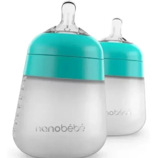 Nanobebe - mamadeira de silicone flexível 2Pk 9 onças, azul-petróleo