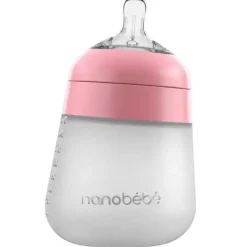Nanobebe - mamadeira de silicone flexível de 9 onças, rosa