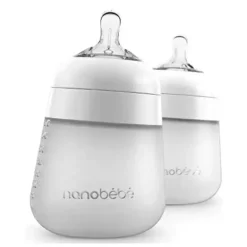 Nanobebe - mamadeira de silicone 2 unidades 9 onças, branca