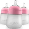 Nanobebe - mamadeira de silicone 3 unidades rosa, 9 onças
