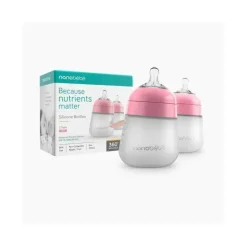 Nanobebe - mamadeira de silicone 2 unidades 9 onças, rosa