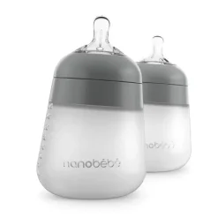 Nanobebe - mamadeira de silicone 2 unidades, cinza, 9 onças