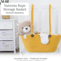 Natemia - Cesta de armazenamento de corda, caixa de berçário e organizador de brinquedos (15”x15”x14”), rosa, grande
