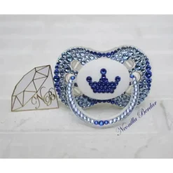 Neonilla Crystal - chupeta com chupeta Swarovski Elite Crown Blue Bling