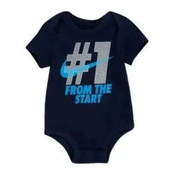 Nike Baby - Body Manga Curta 1 Desde o Início, Azul Marinho Meia-Noite