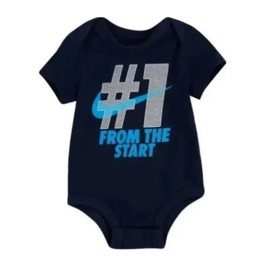 Nike Baby - Body Manga Curta 1 Desde o Início, Azul Marinho Meia-Noite