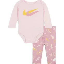 Nike Baby - 2Pk Girl Bodysuit e calças com estampa de confete, rosa