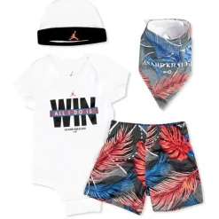 Nike Jordan - 4 peças body/short/babador/chapéu, branco