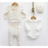 Nipperland - Baby Knitted Out Fit Set W Bow Tie Cream