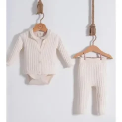 Nipperland - Conjunto de malha creme/branco contemporâneo